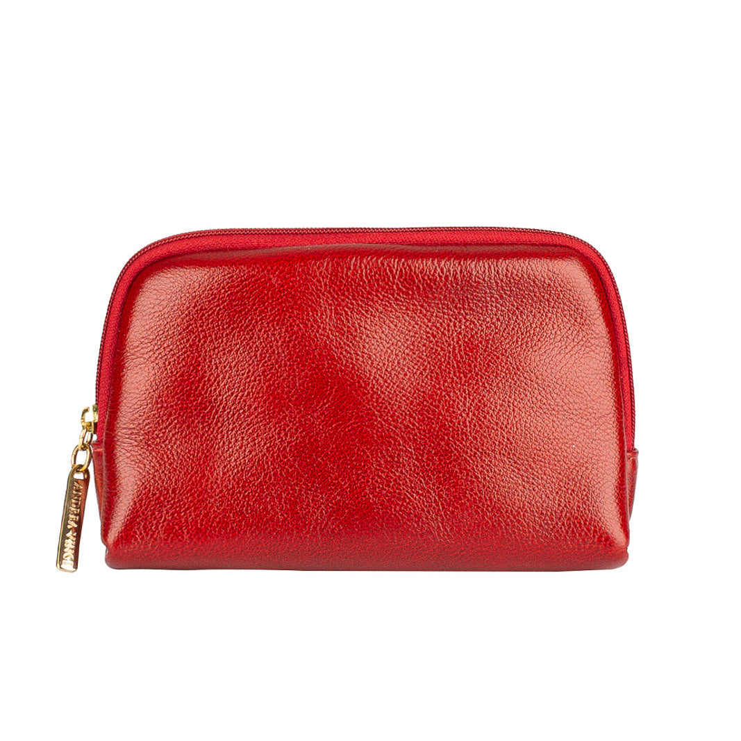 Necessaire de couro liso Duda - Vermelho