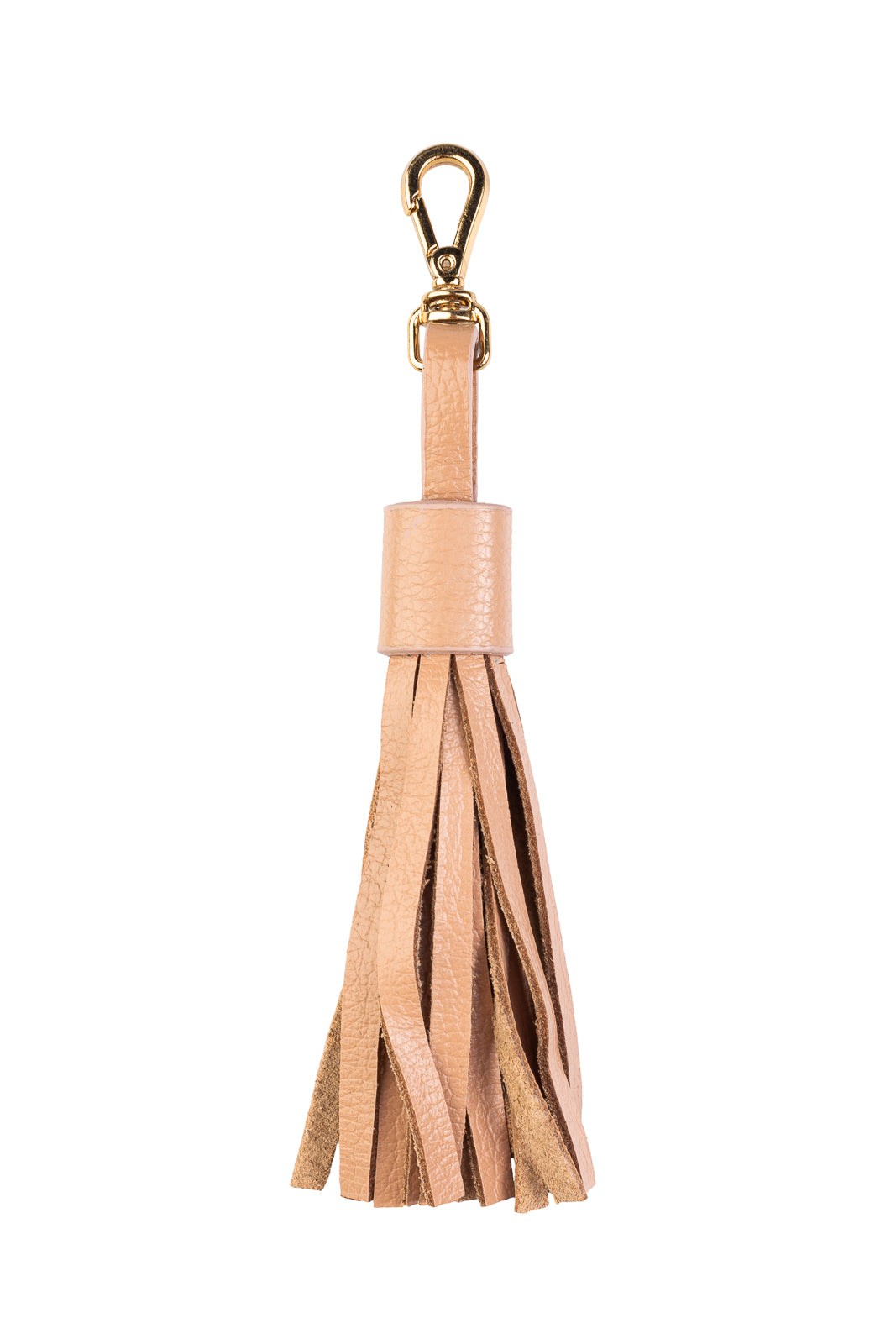 Chaveiro tassel com franjas em couro - Bege
