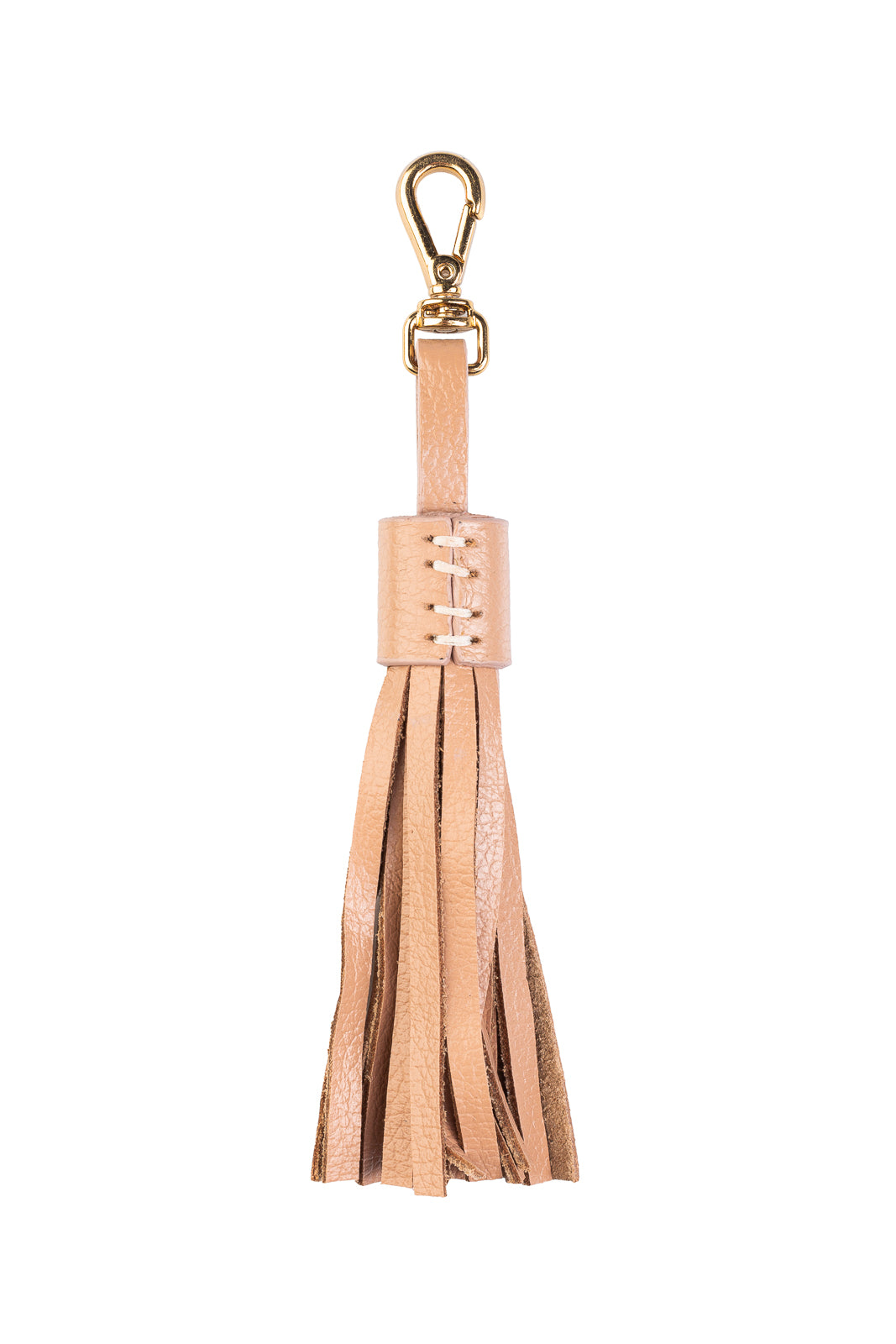 Chaveiro tassel com franjas em couro - Bege