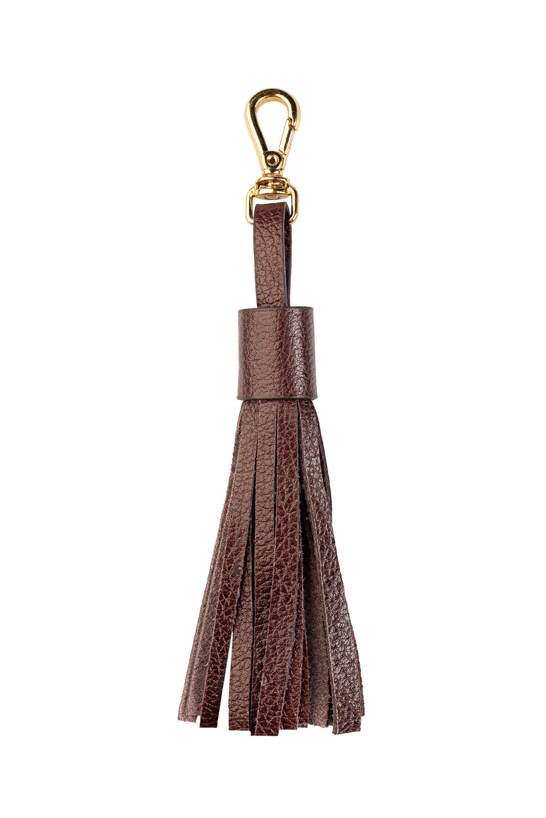 Chaveiro tassel com franjas em couro - Café