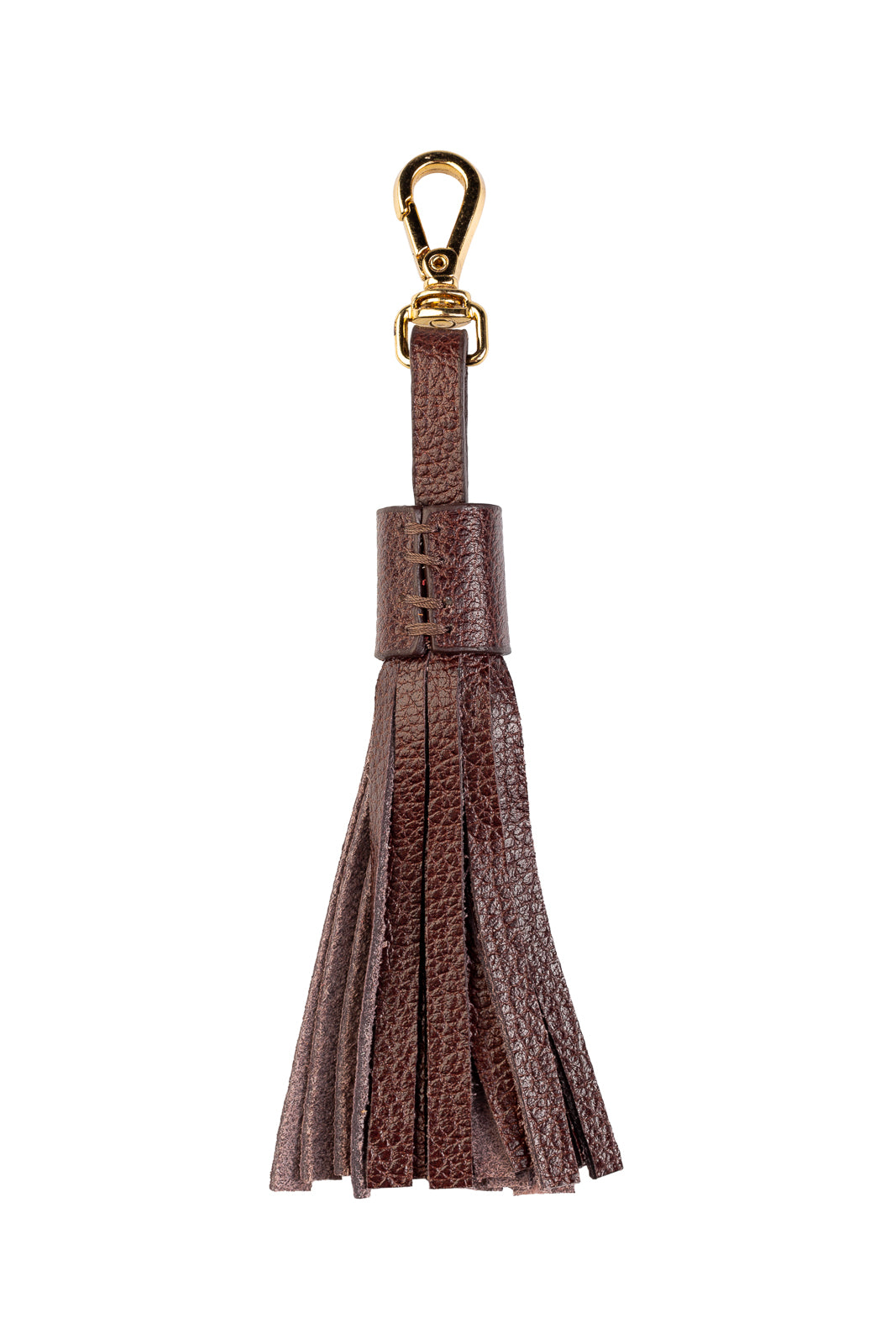 Chaveiro tassel com franjas em couro - Café