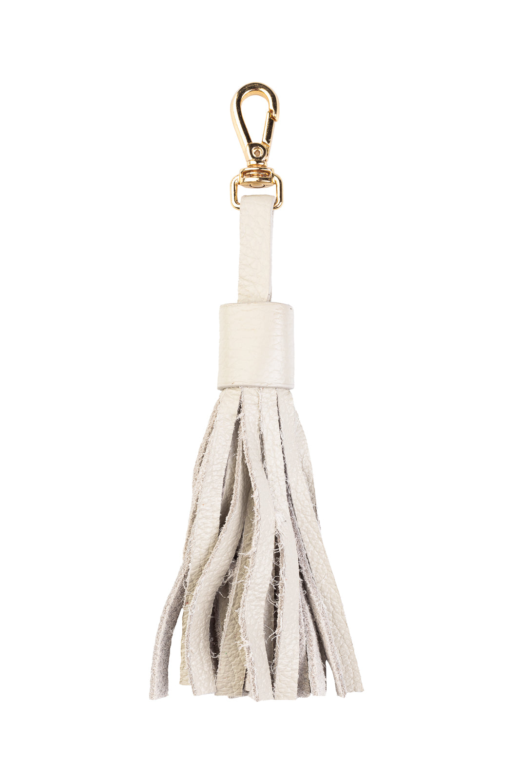 Chaveiro tassel com franjas em couro - Marfim