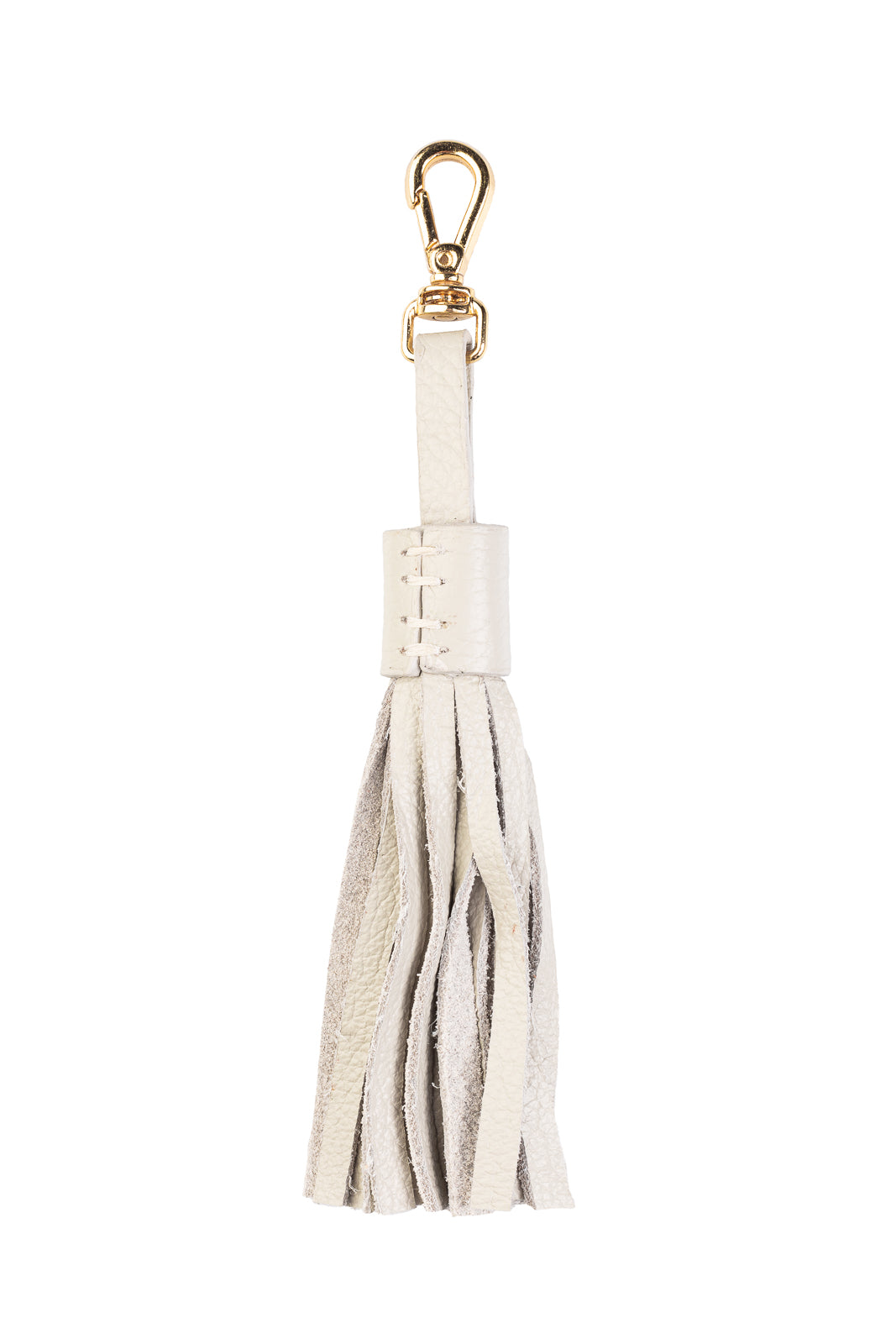 Chaveiro tassel com franjas em couro - Marfim