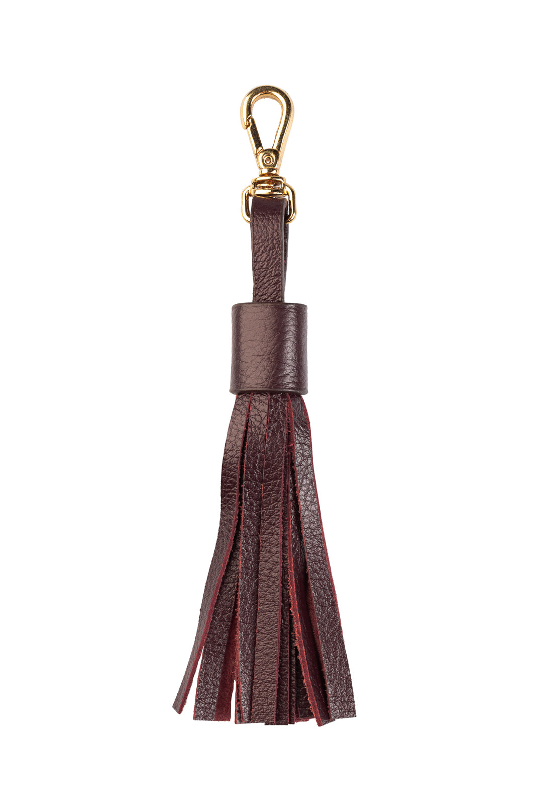 Chaveiro tassel com franjas em couro - Marsala