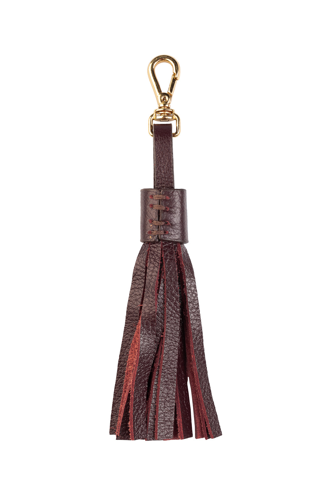 Chaveiro tassel com franjas em couro - Marsala