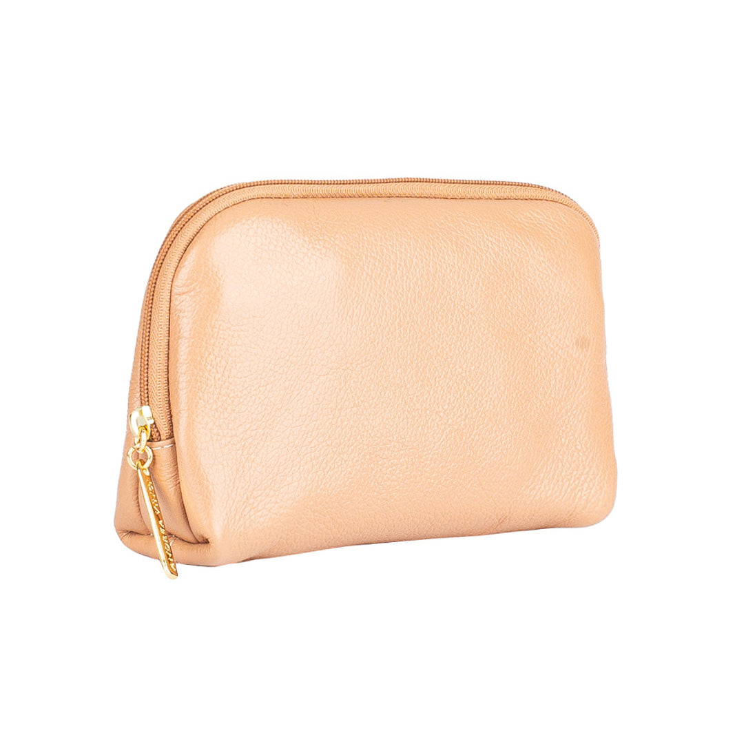 Necessaire de couro liso Duda - Bege