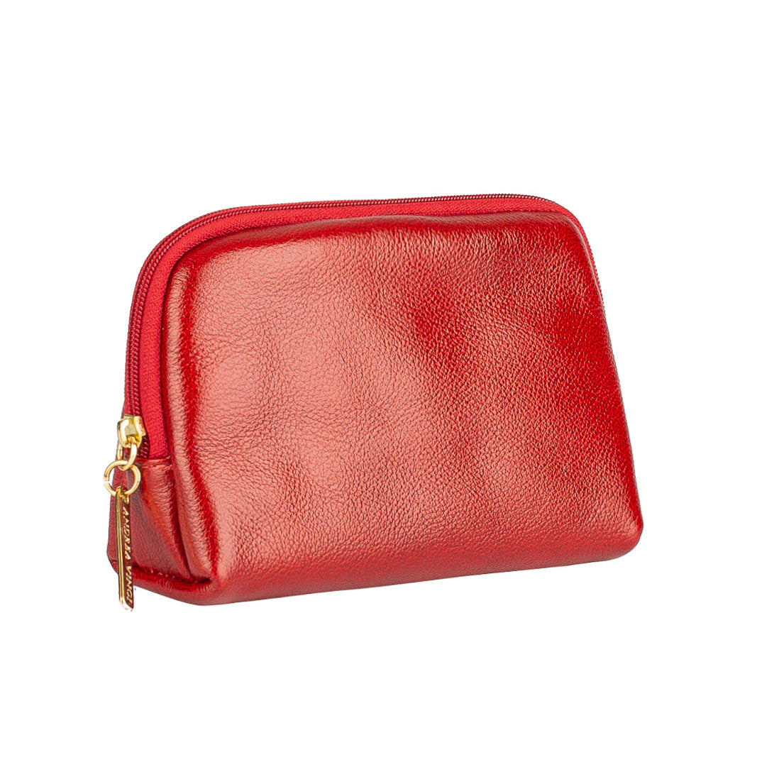 Necessaire de couro liso Duda - Vermelho