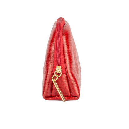 Necessaire de couro liso Duda - Vermelho