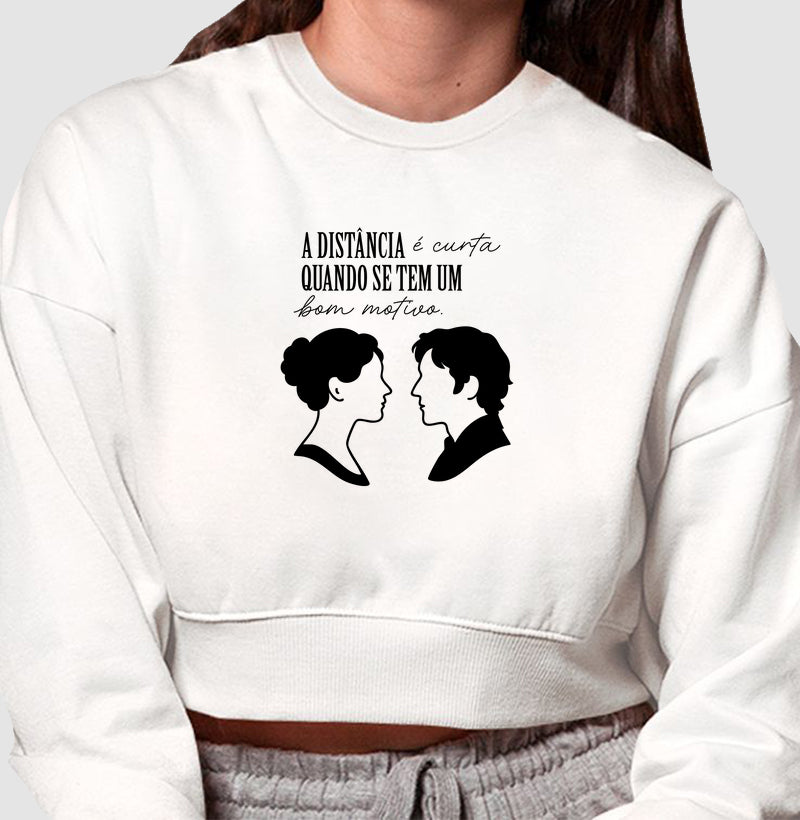 Moletom cropped Elizabeth & Darcy