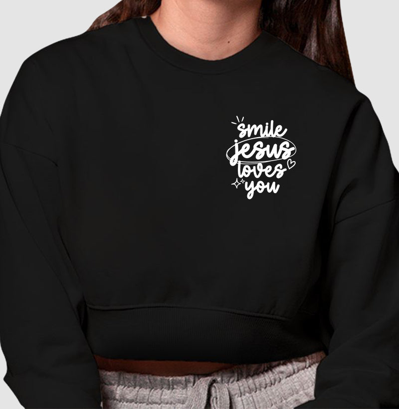 Moletom cropped Jesus Loves You
