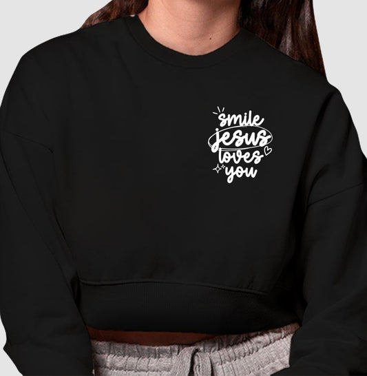 Moletom cropped Jesus Loves You