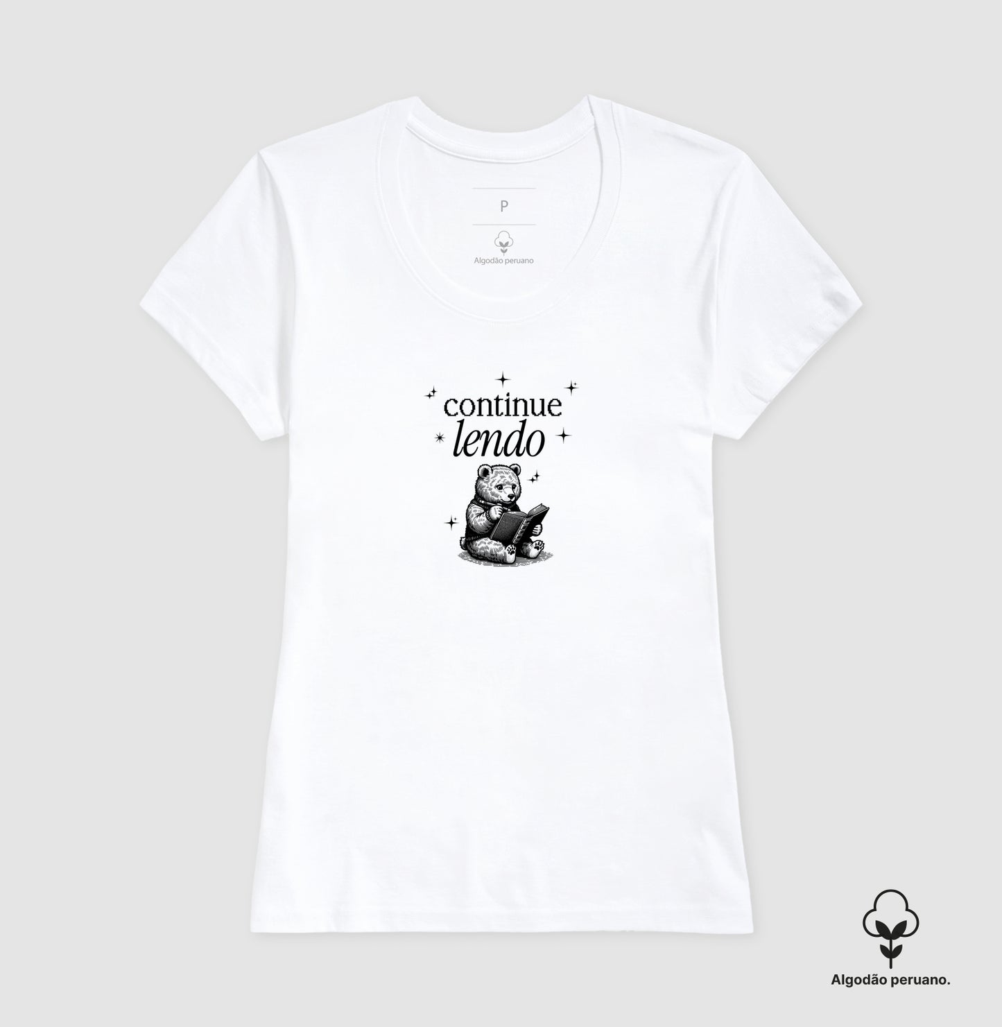 Camiseta algodão peruano Continue Lendo