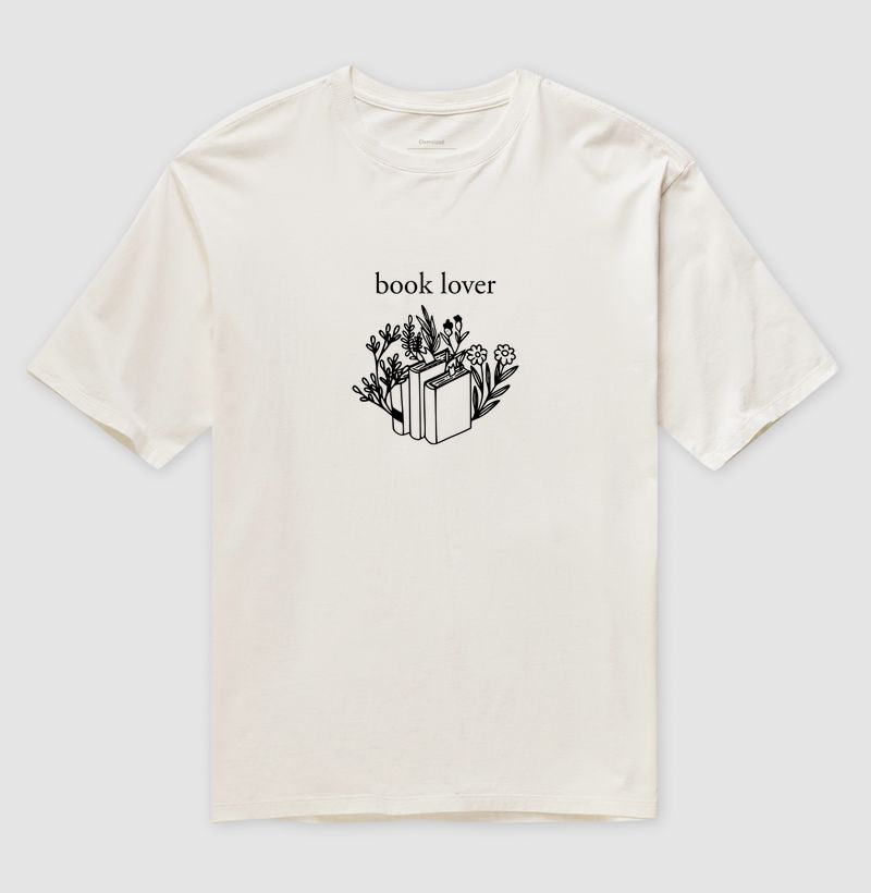 Camiseta oversized Book Lover & Flowers