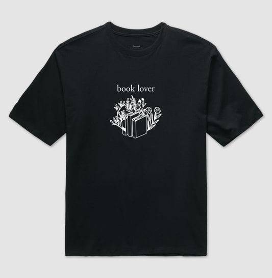 Camiseta oversized Book Lover & Flowers