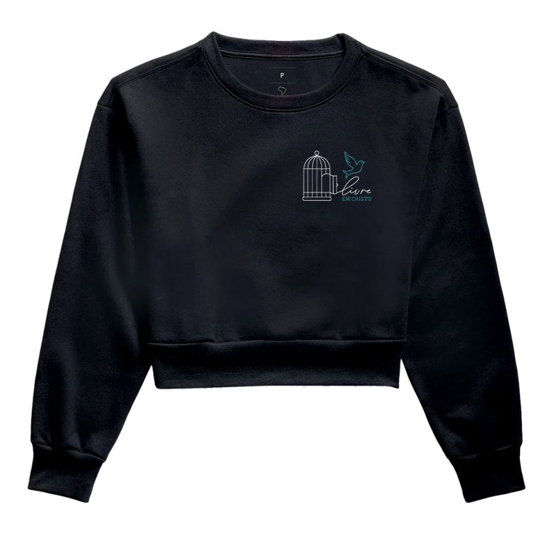 Moletom cropped Livre em Cristo