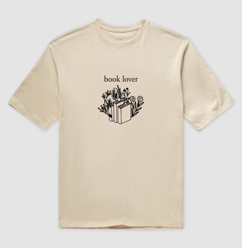 Camiseta oversized Book Lover & Flowers