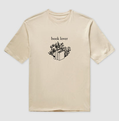 Camiseta oversized Book Lover & Flowers