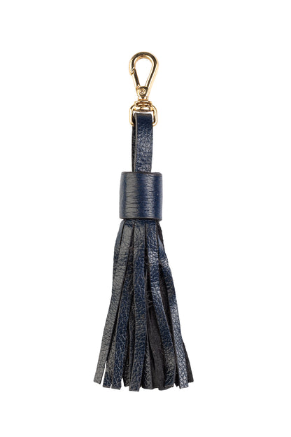 Chaveiro tassel com franjas em couro - Azul