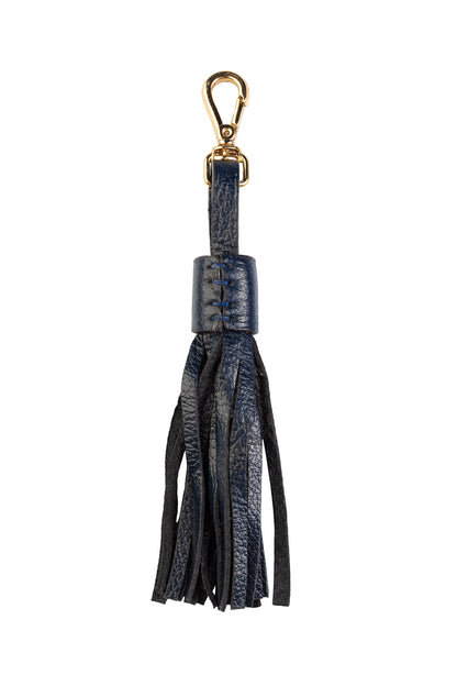 Chaveiro tassel com franjas em couro - Azul