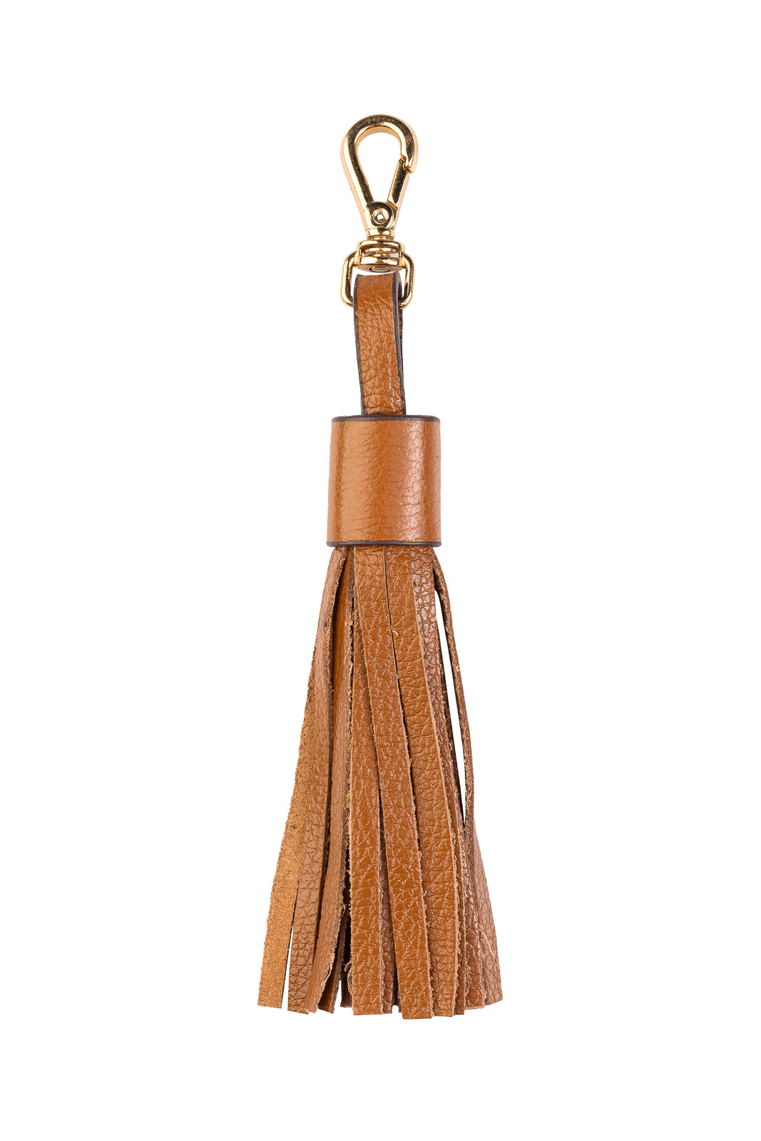 Chaveiro tassel com franjas em couro - Caramelo