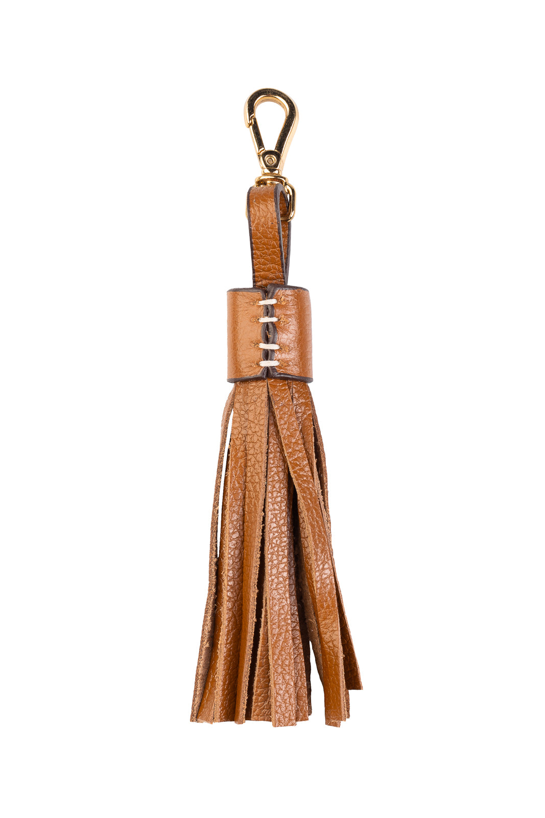 Chaveiro tassel com franjas em couro - Caramelo