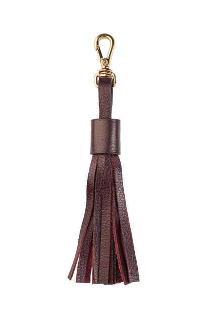 Chaveiro tassel com franjas em couro - Marsala