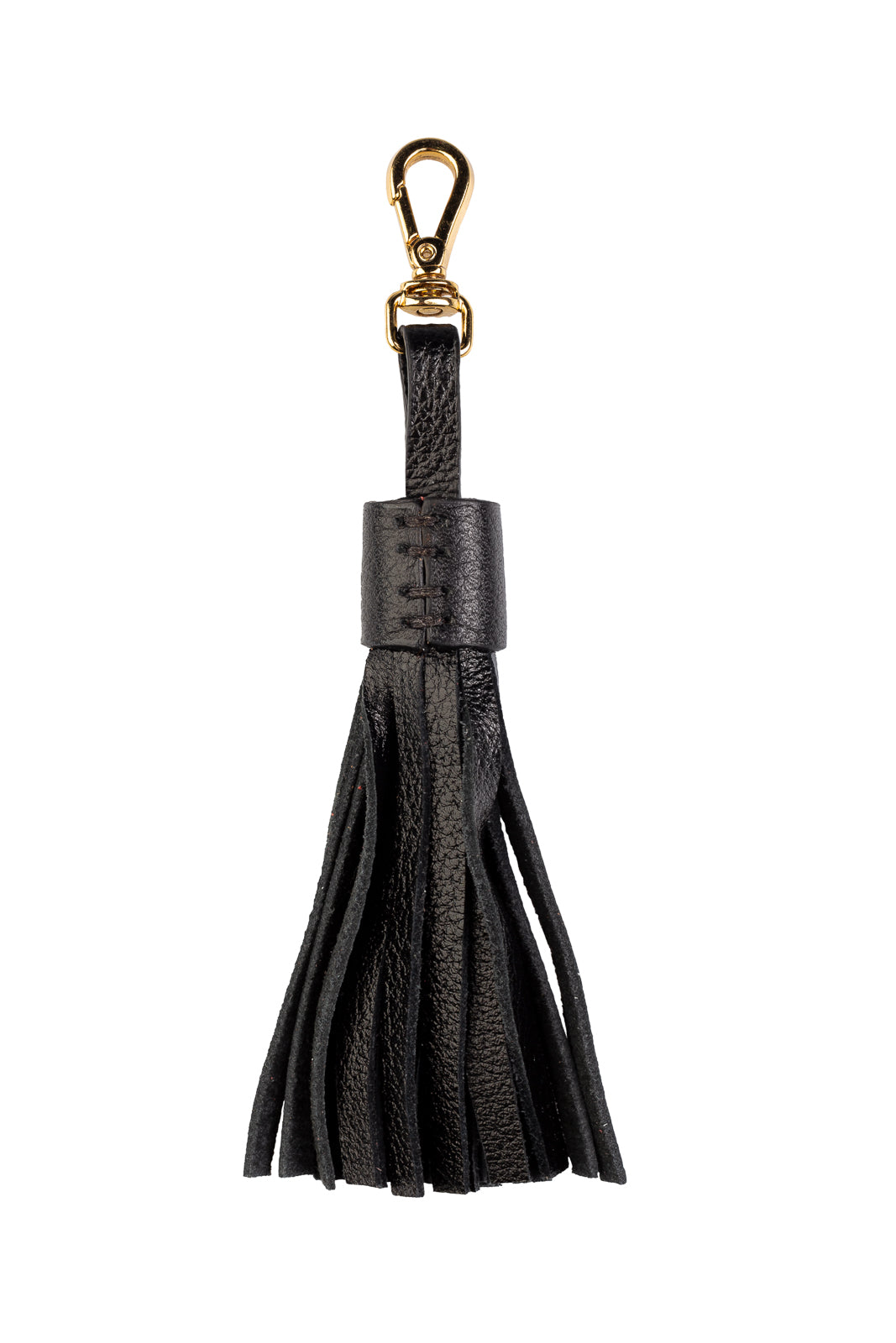Chaveiro tassel com franjas em couro - Preto