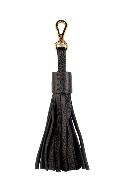 Chaveiro tassel com franjas em couro - Preto
