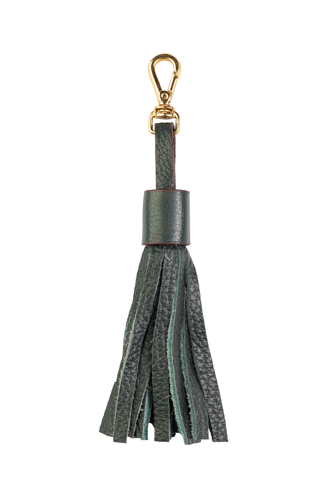 Chaveiro tassel com franjas em couro - Verde Militar