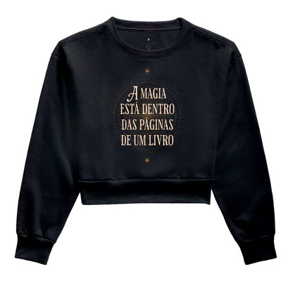 Moletom cropped Magia nas páginas