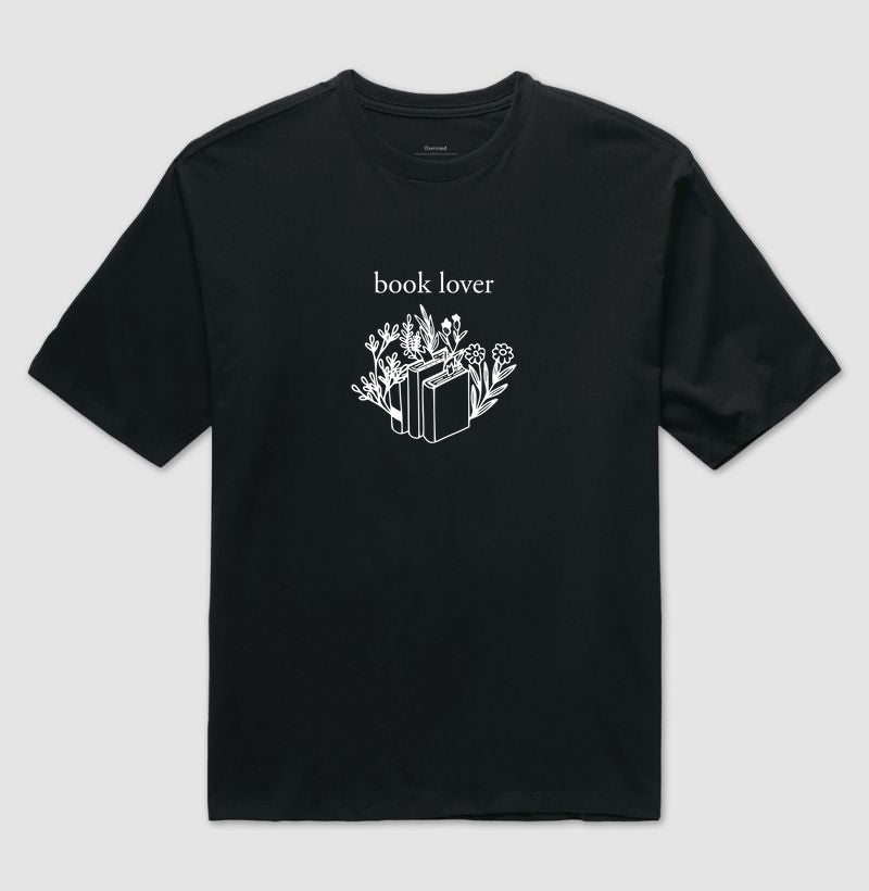 Camiseta oversized Book Lover & Flowers