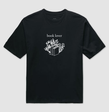 Camiseta oversized Book Lover & Flowers
