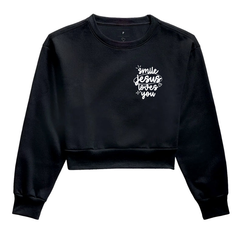 Moletom cropped Jesus Loves You