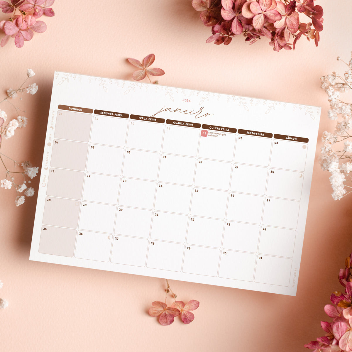 Calendário 2026 para imprimir - Essence