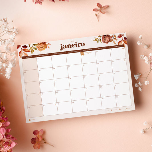 Calendário 2026 para imprimir - Garden