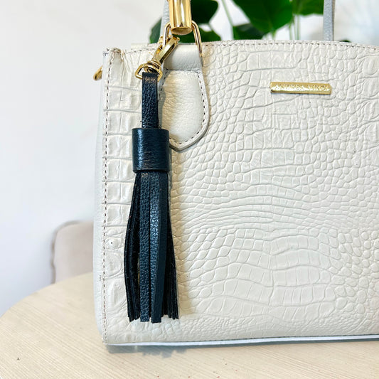 Chaveiro tassel com franjas em couro - Azul