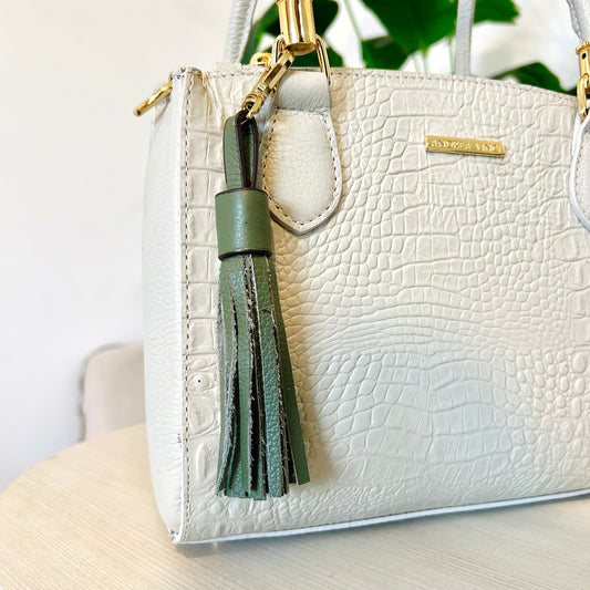 Chaveiro tassel com franjas em couro - Verde
