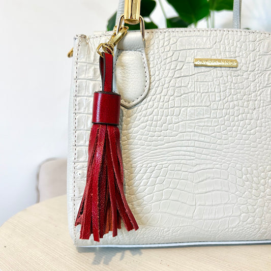 Chaveiro tassel com franjas em couro - Vermelho