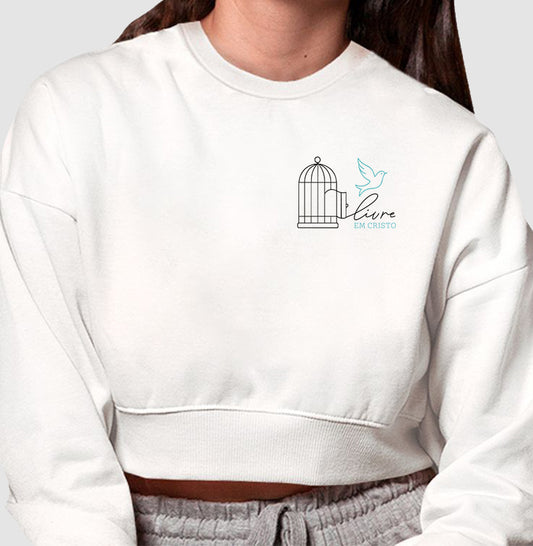 Moletom cropped Livre em Cristo