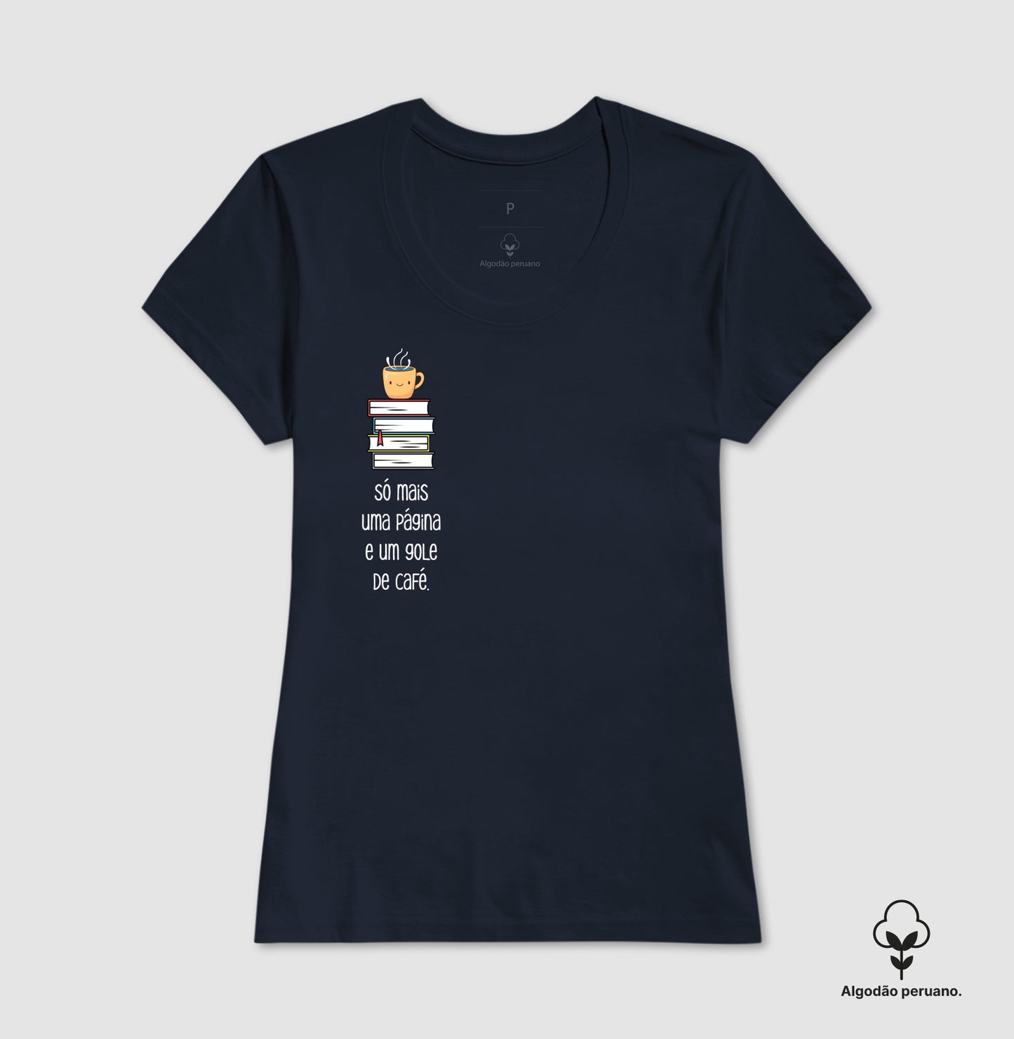 Camiseta algodão peruano Uma Página e Um Café